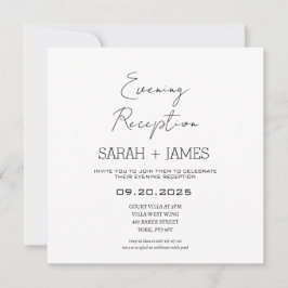 Elegante Witte Avond Receptie Trouwplein Kaart
