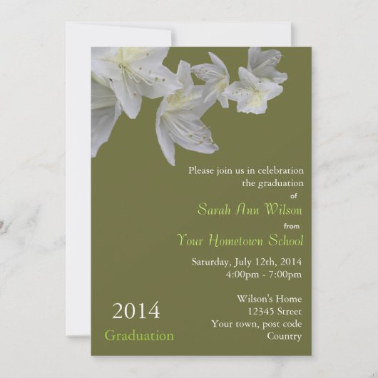 Elegante witte azalea bloemen afstuderen kaart (Voorkant)