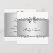 Elegante witte babyshower uitnodigingen (Voorkant / Achterkant)