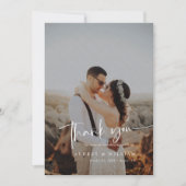 Elegante witte bakstenen overlay moderne kalligraf bedankkaart (Voorkant)