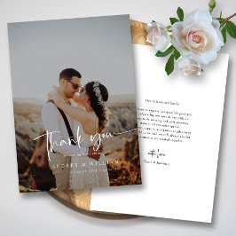 Elegante witte bakstenen overlay moderne kalligraf bedankkaart