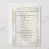 Elegante witte beige krullen trouwuitnodiging kaart (Achterkant)