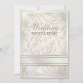 Elegante witte beige wervelingen trouwuitnodiging kaart (Voorkant)