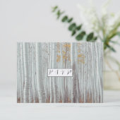 Elegante witte berkenbomen  RSVP kaartje (Staand voorkant)