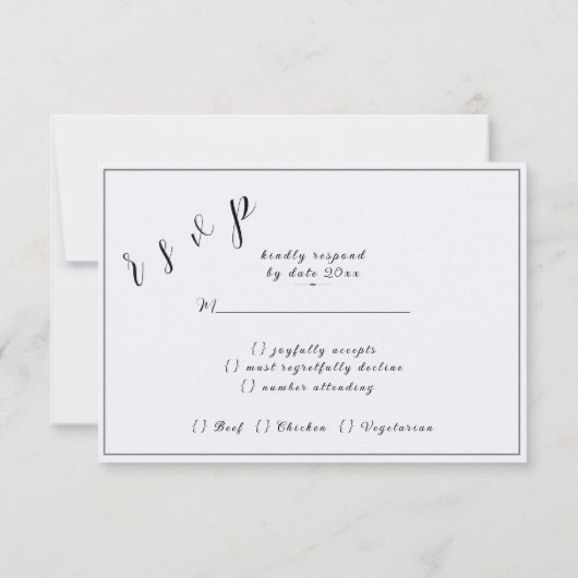 Elegante witte berkenbomen  RSVP kaartje (Achterkant)