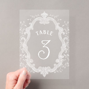 Elegante witte bladkroon acryl tafelnummer