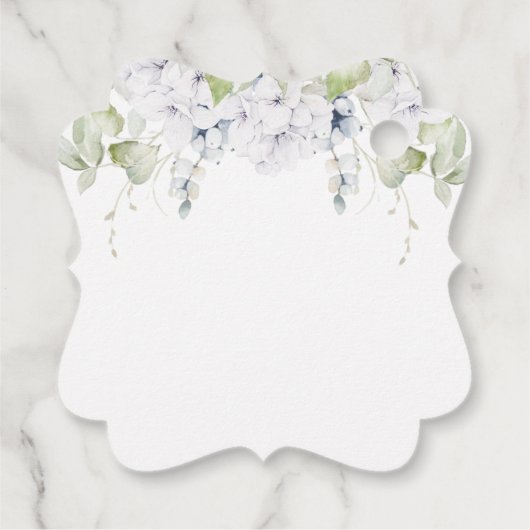 Elegante witte blauwe bloemige trouw huwelijks dan bedankjes labels (Achterkant)