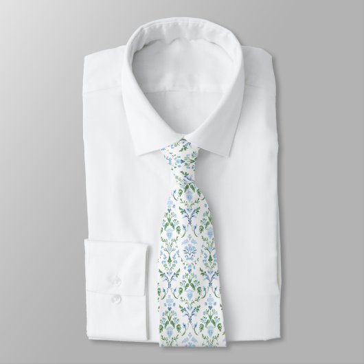 Elegante witte blauwe groene halsband stropdas (Gebonden)