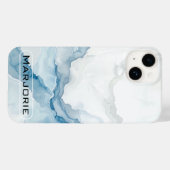 Elegante witte & blauwe marmeren stijlvolle aangep Case-Mate iPhone case (Achterkant (horizontaal))