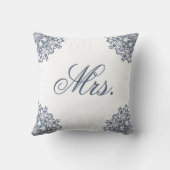 Elegante witte blauwe Mr. & Mrs. bij elkaar passen Kussen (Achterkant)