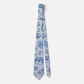 Elegante witte blauwe schelpen stropdas (Voorkant)