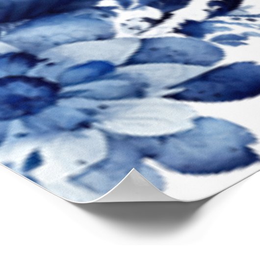 Elegante Witte & Blauwe Tulpen in Vaas Bruiloft Poster (Hoek)