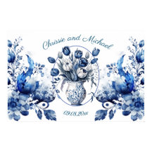 Elegante Witte & Blauwe Tulpen in Vaas Bruiloft