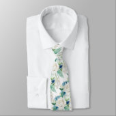 Elegante witte blauwe winterrozen halsdas stropdas (Gebonden)