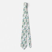 Elegante witte blauwe winterrozen halsdas stropdas (Voorkant)