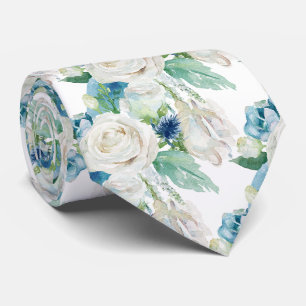 Elegante witte blauwe winterrozen halsdas stropdas
