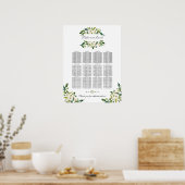 Elegante Witte Bloeiende Bloemen Stoelen Chart Poster (Keuken)