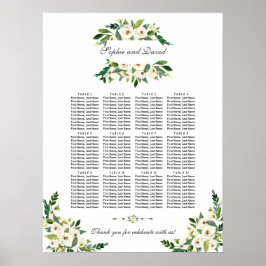 Elegante Witte Bloeiende Bloemen Zitplaats Grafiek Poster