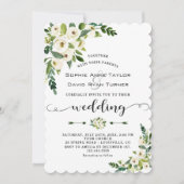 Elegante witte bloeiende bloemige handgeschreven b kaart (Voorkant)