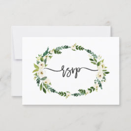 Elegante Witte Bloeiende Bloemige Handgeschreven R RSVP Kaartje