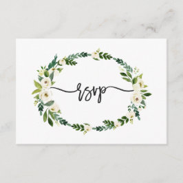 Elegante witte bloeiende bloemige handschrift RSVP Kaartje