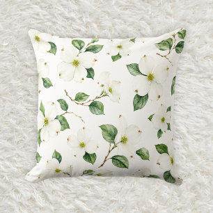 Elegante witte bloeiende Cornus watercolorpatroon Kussen