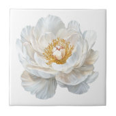 Elegante witte bloeiende pioen Frans land Tegeltje (Voorkant)