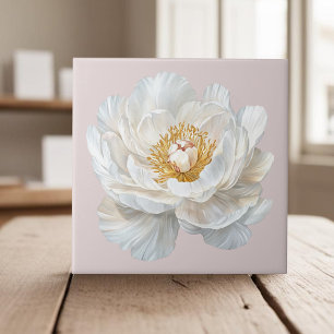 Elegante witte bloeiende pioen Frans land Tegeltje