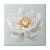 Elegante witte bloeiende pioen Frans land Tegeltje (Voorkant)