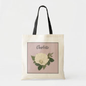 Elegante Witte Bloem Aangepaste Bruidsmeisje Naam Tote Bag (Voorkant)