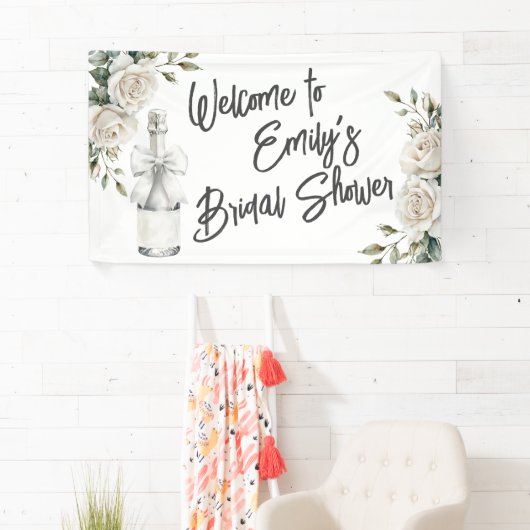 Elegante witte bloem bruilocht en bubbels banner (Insitu)