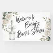 Elegante witte bloem bruilocht en bubbels banner (Horizontaal)