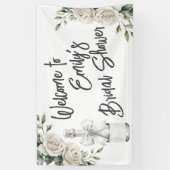 Elegante witte bloem bruilocht en bubbels banner (Verticaal)