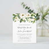 Elegante witte bloem bruiloft uitnodiging op budge (Staand voorkant)