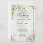 Elegante witte bloem bruiloftsceremonie programma (Voorkant)