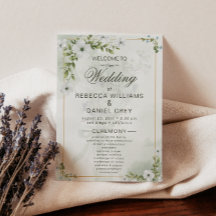 Elegante witte bloem bruiloftsceremonie programma 
