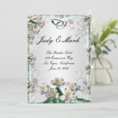 Elegante witte bloem bruiloftsmenu kaart (Staand voorkant)