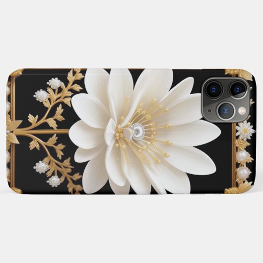 Elegante Witte Bloem Case-Mate iPhone Case (Achterkant (horizontaal))