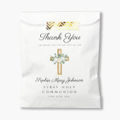 Elegante witte bloem eerste communie  bedankzakje