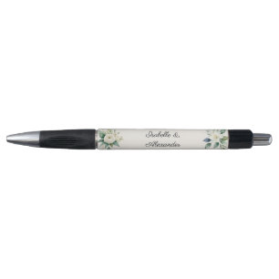 Elegante witte bloem- en groenbruiloft aangepast pen