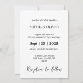 Elegante witte bloem en paddenstoel krans bruiloft kaart (Achterkant)