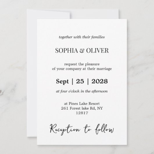 Elegante witte bloem en paddenstoel krans bruiloft kaart (Achterkant)