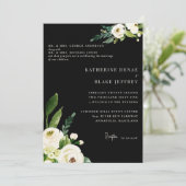 Elegante witte bloem en zwarte crème beide ouders kaart (Staand voorkant)