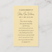 Elegante witte bloem gedenkteken gebedskaart visitekaartje (Achterkant)