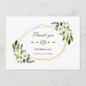 Elegante witte bloem gouden lijst bruiloft bedankt (Voorkant)