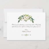 Elegante witte bloem gouden lijst bruiloft bedankt (Achterkant)