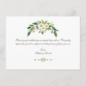 Elegante witte bloem gouden lijst bruiloft dank je bedankkaart (Achterkant)