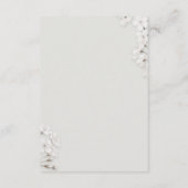 Elegante witte bloem gouden script details trouwen informatiekaartje (Achterkant)