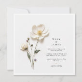 Elegante witte bloem in vierkante minimalistische  bedankkaart (Voorkant)