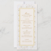 Elegante witte bloem ivoren gouden rand menu (Voorkant)